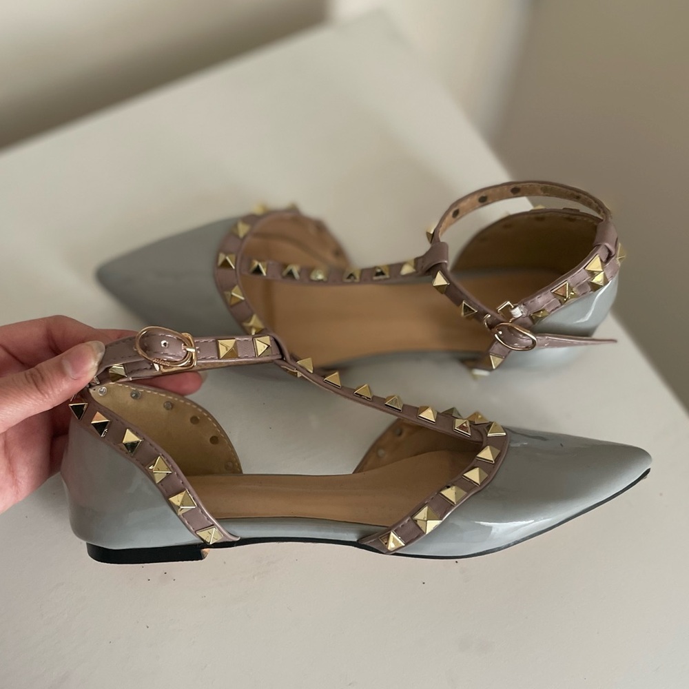 Studded Gray Women's Flats